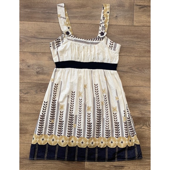 Studio Spa Women's Sz Large Neutral Cream Lightweight Cotton Summer Dress - Picture 3 of 12